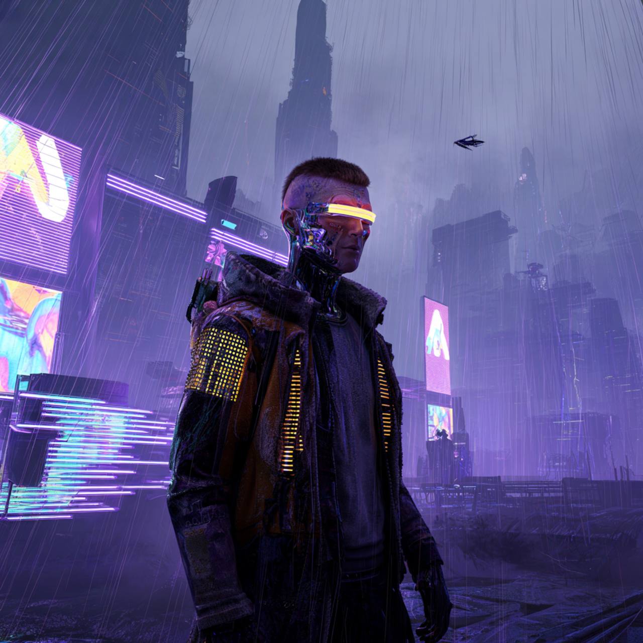 Cyberpunk character with neon effects