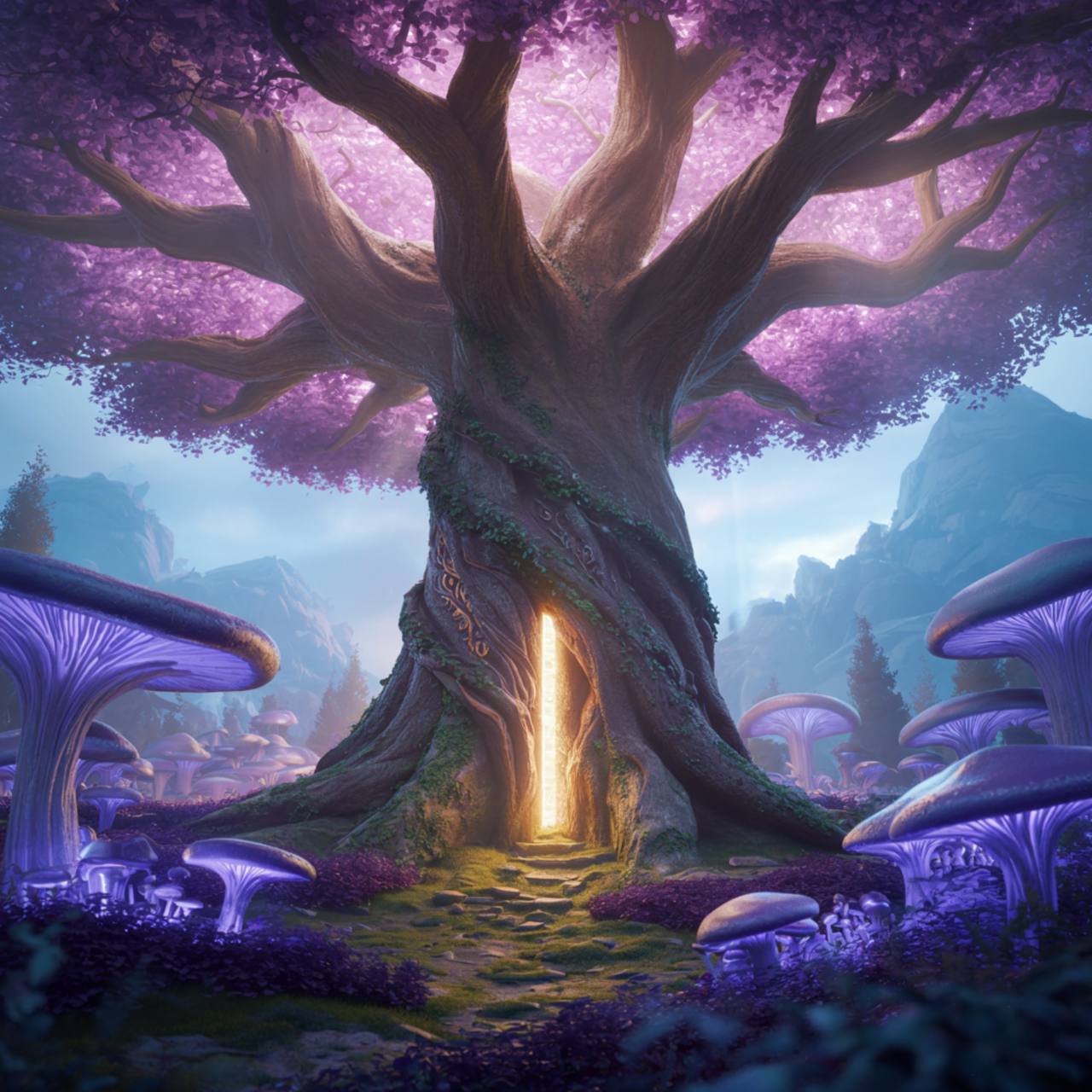 Medieval fantasy forest scene